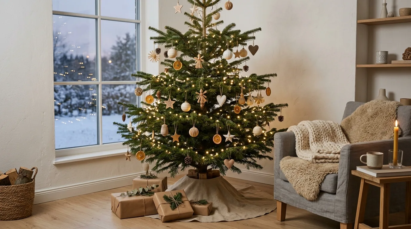 Adapt the styling for smaller trees inspiration for a Christmas tree centerpiece.